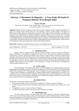 A Case Study of South 24 Parganas District, West Bengal, India