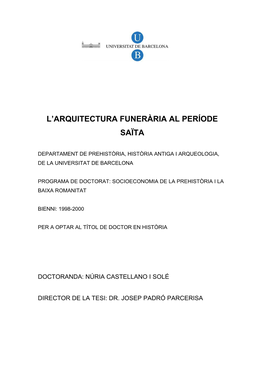 L'arquitectura Funerària Al Període Saïta