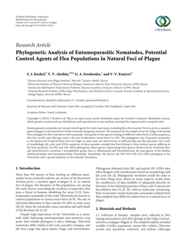 Phylogenetic Analysis of Entomoparasitic Nematodes, Potential Control Agents of Flea Populations in Natural Foci of Plague