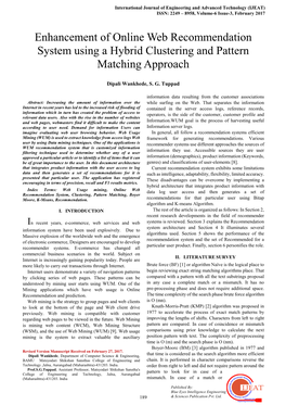 Enhancement of Online Web Recommendation System Using a Hybrid Clustering and Pattern Matching Approach