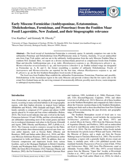 Early Miocene Formicidae (Amblyoponinae, Ectatomminae