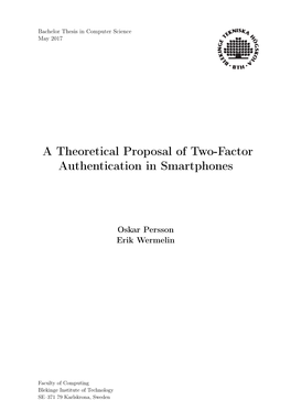 A Theoretical Proposal of Two-Factor Authentication in Smartphones