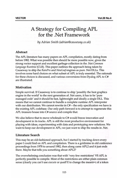 A Strategy for Compiling APL for the .Net Framework by Adrian Smith (Adrian@Causeway.Co.Uk)