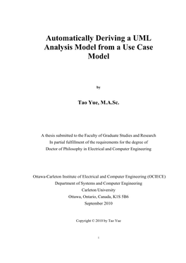 Automatically Deriving a UML Analysis Model from a Use Case Model