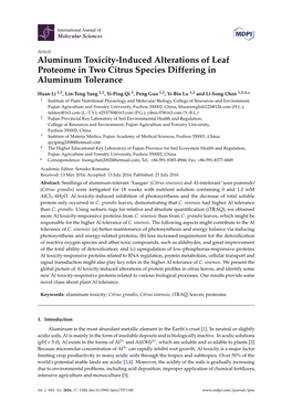 Aluminum Toxicity-Induced Alterations of Leaf Proteome in Two Citrus Species Differing in Aluminum Tolerance