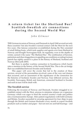 A Return Ticket for the Shetland Bus? Scottish-Swedish Air Connections During the Second World War