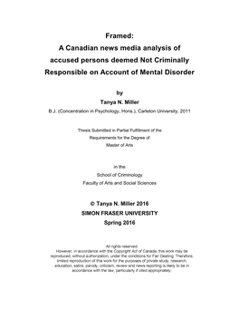 A Canadian News Media Analysis of Accused Persons Deemed Not Criminally Responsible on Account of Mental Disorder