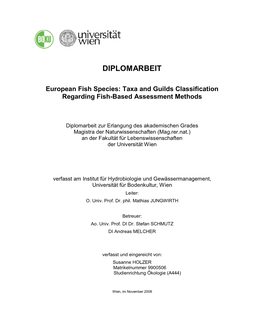 Taxa and Guilds Classification Regarding Fish-Based Assessment Methods