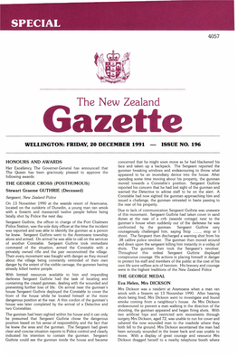 The New Zealand Azette WELLINGTON: FRIDAY, 20 DECEMBER 1991 ISSUE NO