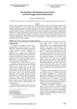 The Challenges of Developing Tourism Events in Bromo Tengger Semeru National Park