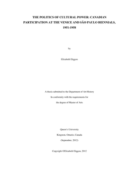 Canadian Participation at the Venice and São Paulo Biennials, 1951-1958