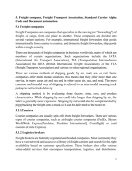 5. Freight Company, Freight Transport Association, Standard Carrier Alpha Code and Document Automation 5.1 Freight Companies