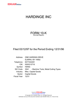 Hardinge Inc