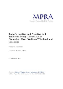 Japan's Positive and Negative Aid Sanctions Policy Toward Asian