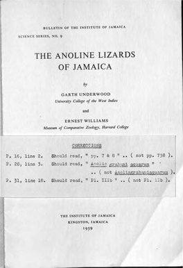 The Anoline Lizards of Jamaica