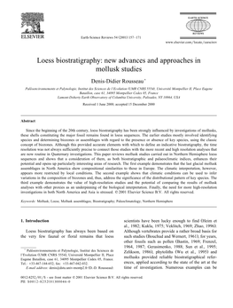 Loess Biostratigraphy: New Advances and Approaches in Mollusk Studies