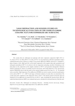 X-Ray Diffraction and Sem/Edx Studies on Technological Evolution of the Oxide-Fluoride Ceramic Flux for Submerged Arc-Surfacing