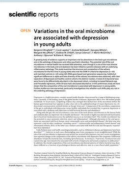 Variations in the Oral Microbiome Are Associated with Depression in Young Adults