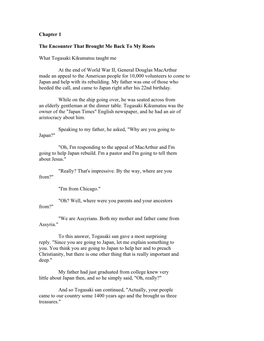 Chapter 1 the Encounter That Brought Me Back to My Roots What Togasaki Kikumatsu Taught Me at the End of World War II, General D