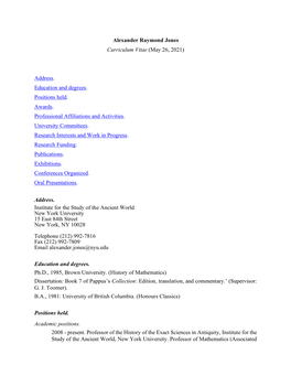 Alexander Jones Cv