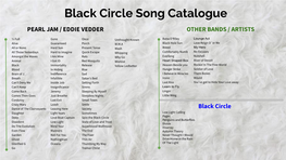 Black Circle Song Catalogue