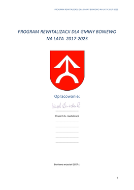 Program Rewitalizacji Dla Gminy Boniewo Na Lata 2017-2023