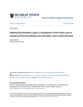 A Comparison of the Penal Laws in Ireland and the Nuremberg Laws and Other Laws in Nazi Germany