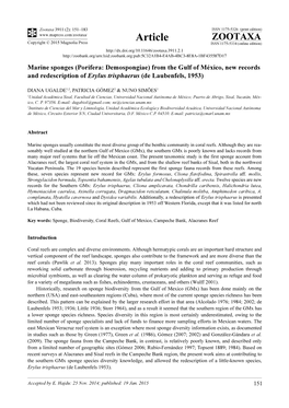 Porifera: Demospongiae) from the Gulf of México, New Records and Redescription of Erylus Trisphaerus (De Laubenfels, 1953)