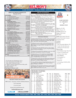 BASKETBALL GAME NOTES @Belmontmbb