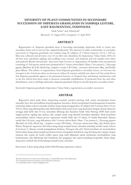 Diversity of Plant Communities in Secondary Succession of Imperata