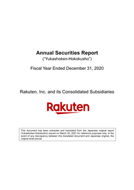 Annual Securities Report (“Yukashoken Hokokusho”)