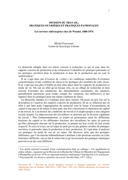 Division Du Travail, Pratiques Ouvrières Et Pratiques Patronales