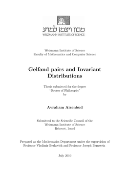 Gelfand Pairs and Invariant Distributions