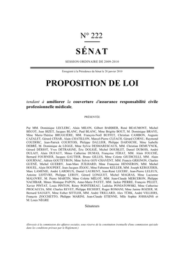 Sénat Proposition De