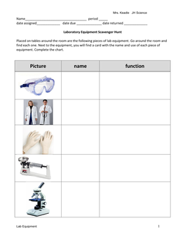 Laboratory Equipment Scavenger Hunt 2012.Pdf