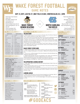 Wake Forest Demon Deacons North Carolina Tar Heels