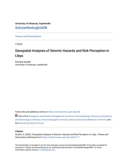 Geospatial Analyses of Seismic Hazards and Risk Perception in Libya