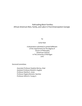 African American Men, Family, and Labor in Post-Emancipation Georgia