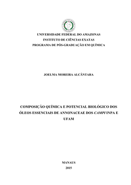 Universidade Federal Do Amazonas Instituto De Ciências Exatas Programa De Pós-Graduação Em Química