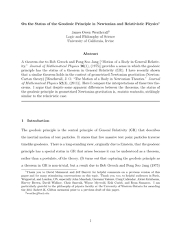 On the Status of the Geodesic Principle in Newtonian and Relativistic Physics1