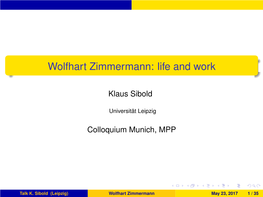 Wolfhart Zimmermann: Life and Work