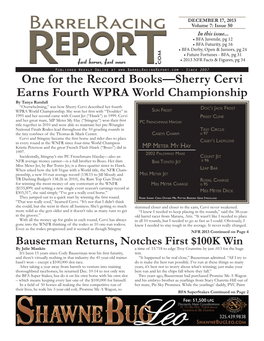 One for the Record Books—Sherry Cervi Earns Fourth Wpra World