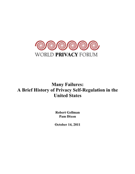 Many Failures: a Brief History of Privacy Self-Regulation in the United States