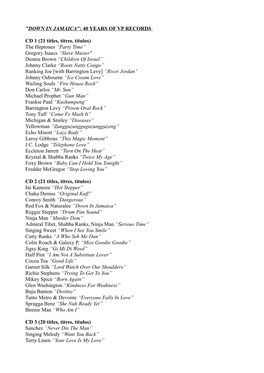 Lista De Canciones VP Records