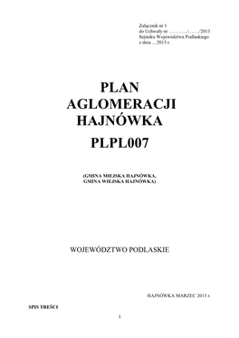 Plan Aglomeracji Hajnówka Plpl007