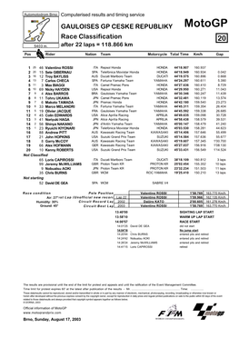 R Race CLASSIFICATION