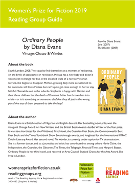 Women's Prize for Fiction 2019 Reading Group Guide Ordinary