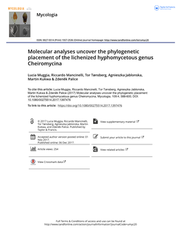 Molecular Analyses Uncover the Phylogenetic Placement of the Lichenized Hyphomycetous Genus Cheiromycina