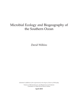 Microbial Ecology and Biogeography of the Southern Ocean
