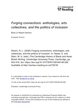 Forging Connections: Anthologies, Arts Collectives, and the Politics of Inclusion